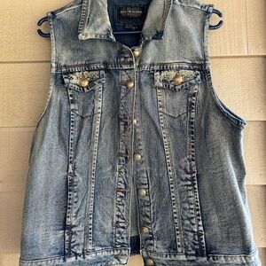 Live a Little Blue Denim Bling Vest